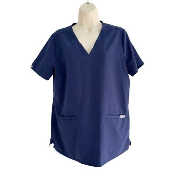 Figs Women's Sz M Casma Technical Collection Navy Blue Scrub Top FW1100 - Picture 1 of 9